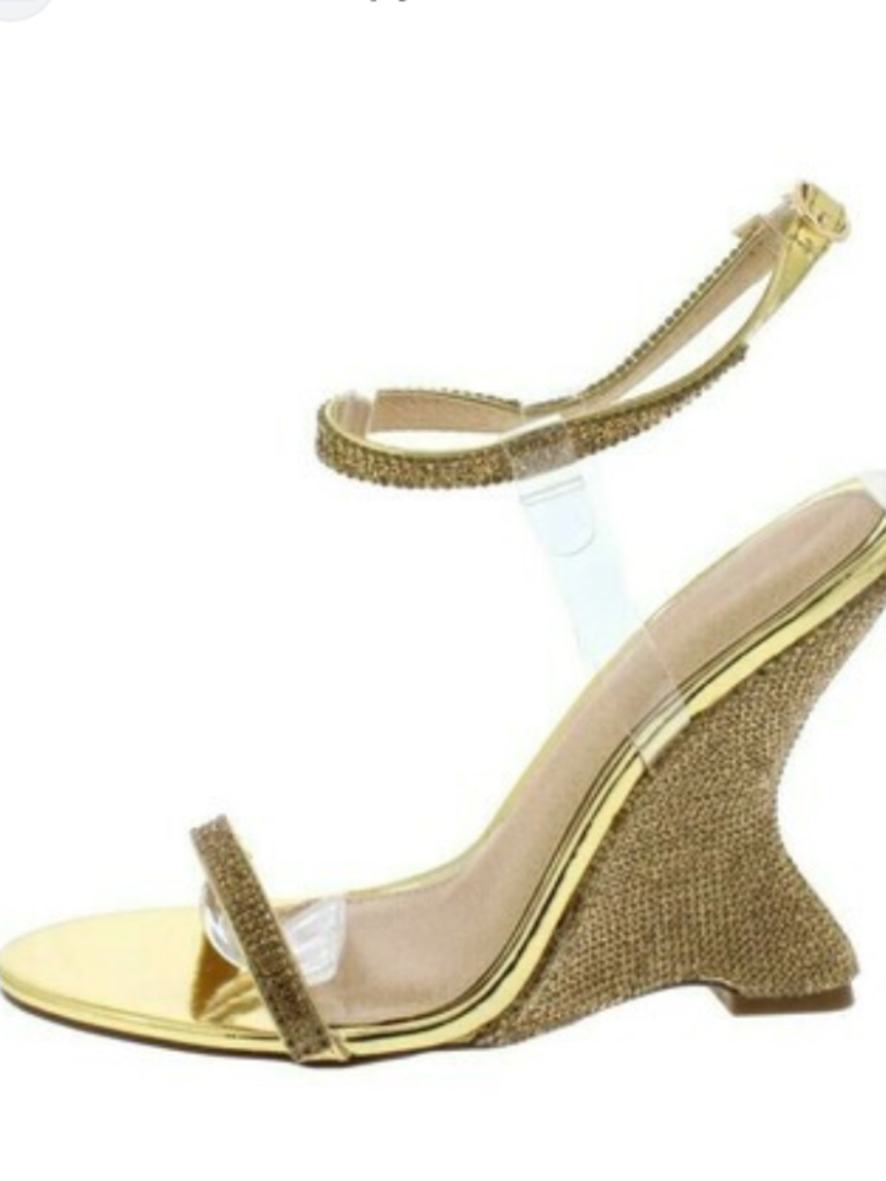 Gold Metallic Sequin Fall For Me Glam Party Statement Heels Shoes Size 8.5